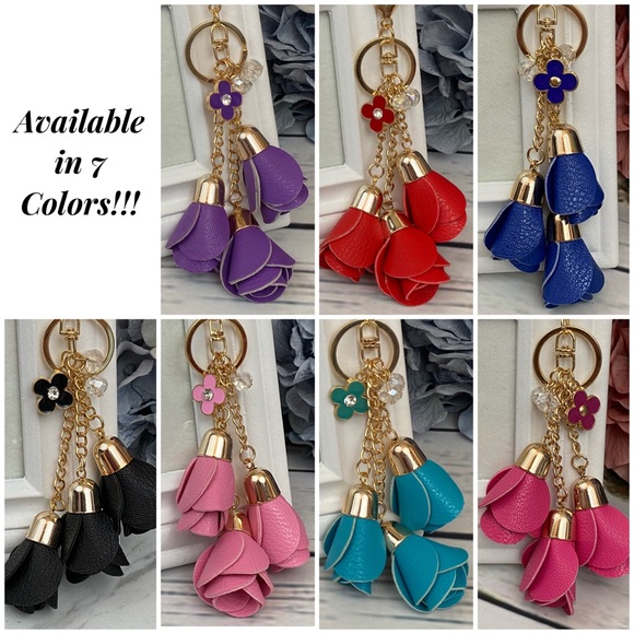 Red Triple Rose Keychain Charm - Picture 12 of 12